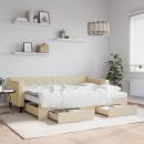 Tagesbett Ausziehbar mit Schubladen Creme 80x200 cm Stoff
