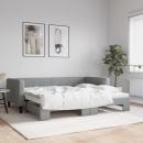 Tagesbett Ausziehbar Hellgrau 90x190 cm Stoff