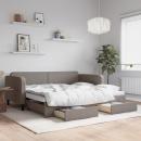 Tagesbett Ausziehbar mit Schubladen Taupe 90x200 cm Stoff