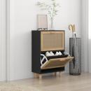 Schuhschrank Schwarz 52x25x80 cm Holzwerkstoff & Rattan Natur