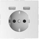 ARDEBO.de Merten MEG2366-6035 Schuko-Steckdosen-Einsatz mit USB Ladegerät 2,4 A, System Design, lotosweiß