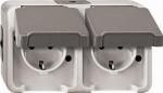 ARDEBO.de Merten SCHUKO-Doppel-Steckdose, Aquastar, 16 A, AC 250 V, waagerecht angeordnet, lichtgrau (MEG2321-8029)