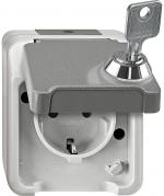ARDEBO.de Merten SCHUKO-Steckdose, Aquastar, 16 A, AC 250 V, Berührungsschutz, abschließbar mit verschiedenen Schließungen, lichtgrau (MEG2416-8029)