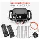 ProfiCook PC-GG 1261 Tisch-Gasgrill, 50 mbar, 2 Heizzonen, 42 x 36 cm großen Grillfläche, schwarz (501261)