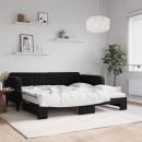 Tagesbett Ausziehbar mit Matratzen Schwarz 100x200 cm Samt