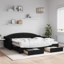 Tagesbett Ausziehbar mit Schubladen Schwarz 90x200 cm Stoff
