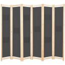 6-teiliger Raumteiler Grau 240 x 170 x 4 cm Stoff