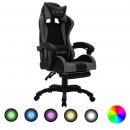 Gaming-Stuhl mit RGB LED-Leuchten Grau und Schwarz Kunstleder 