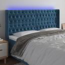 LED Kopfteil Dunkelblau 183x16x118/128 cm Samt