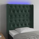 LED Kopfteil Dunkelgrün 83x16x118/128 cm Samt
