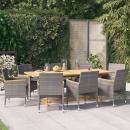 9-tlg. Garten-Essgruppe mit Kissen Grau