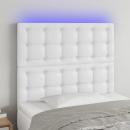 LED Kopfteil Weiß 90x5x118/128 cm Kunstleder