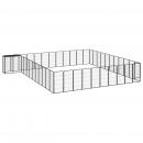 46-tlg. Hundelaufstall Schwarz 50x100cm Stahl Pulverbeschichtet