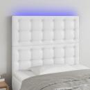 LED Kopfteil Weiß 80x5x118/128 cm Kunstleder