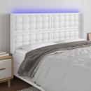 LED Kopfteil Weiß 163x16x118/128 cm Kunstleder 