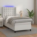 Boxspringbett mit Matratze & LED Weiß 80x200 cm Kunstleder 