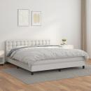 Boxspringbett mit Matratze Weiß 160x200 cm Kunstleder