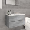 Waschbeckenschrank mit Einbaubecken Grau Sonoma Holzwerkstoff