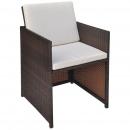 Gartenstühle 2 Stk. mit Polstern und Kissen Poly Rattan Braun