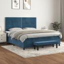 Boxspringbett mit Matratze Dunkelblau 180x200 cm Samt