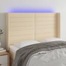 LED Kopfteil Creme 147x16x118/128 cm Stoff 