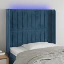 LED Kopfteil Dunkelblau 83x16x118/128 cm Samt