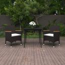 3-tlg. Garten-Essgruppe mit Auflagen Poly Rattan und Glas
