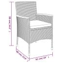 5-tlg. Garten-Bistro-Set mit Kissen Schwarz Poly Rattan