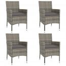 5-tlg. Garten-Bistro-Set mit Kissen Grau Poly Rattan