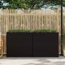 Garten-Hochbeet mit 4 Töpfen 2 Stk. Poly Rattan Schwarz