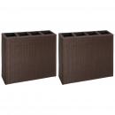 Garten-Hochbeet mit 4 Töpfen 2 Stk. Poly Rattan Braun