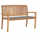 Stapelbare Gartenbank mit Auflage 128,5 cm Massivholz Teak