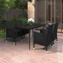 5-tlg. Garten-Essgruppe mit Auflagen Poly Rattan und Glas