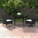 3-tlg. Garten-Essgruppe mit Auflagen Poly Rattan und Glas