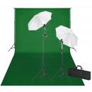 Fotostudio-Set mit Grünem Hintergrund 600×300 & Leuchten 