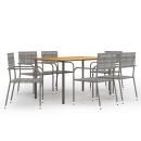 7-tlg. Garten-Essgruppe Poly Rattan Anthrazit