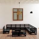 14-tlg. Garten-Lounge-Set Schwarz Massivholz Kiefer