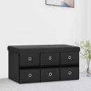 Faltbare Sitzbank mit Stauraum Schwarz 76x38x38 cm Leinenoptik