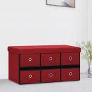 Faltbare Sitzbank mit Stauraum Weinrot 76x38x38 cm Leinenoptik