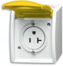 Busch-Jaeger 3016 EWN-54 Busch-Nema-Steckdose mit gelbem Klappdeckel, alpinweiß/gelb, ocean® (IP 44) (2CKA002124A0026)
