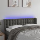 LED Kopfteil Dunkelgrau 147x16x78/88 cm Samt