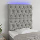 LED Kopfteil Hellgrau 80x7x118/128 cm Stoff