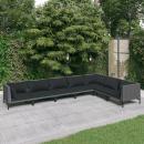 7-tlg. Garten-Lounge-Set mit Kissen Poly Rattan Dunkelgrau