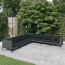 7-tlg. Garten-Lounge-Set mit Kissen Poly Rattan Dunkelgrau