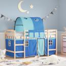 Kinderhochbett mit Tunnel Blau 90x200 cm Massivholz Kiefer