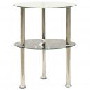 Beistelltisch mit 2 Ablagen Transparent & Schwarz 38cm Hartglas