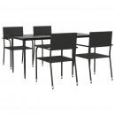 5-tlg. Garten-Essgruppe Schwarz Poly Rattan