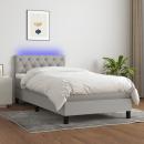 Boxspringbett mit Matratze & LED Hellgrau 80x200 cm Stoff