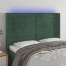 LED Kopfteil Dunkelgrün 147x16x118/128 cm Samt