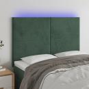 LED Kopfteil Dunkelgrün 144x5x118/128 cm Samt